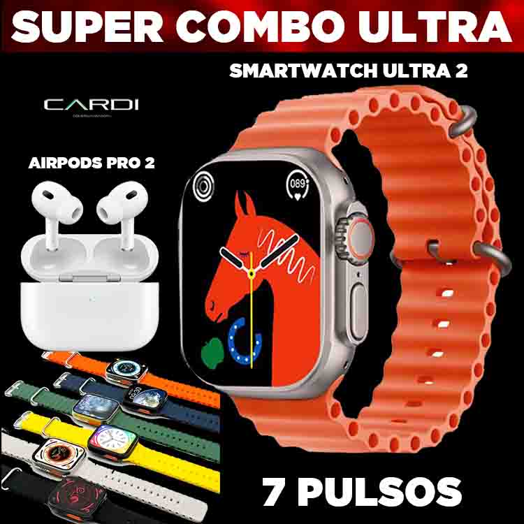 Combo Reloj Inteligente Ultra 2 + Pods Pro 2 + 7 Pulsos ***